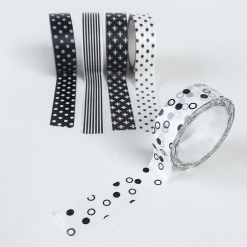 zwart witte washi tape met rondjes