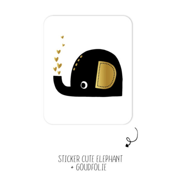 Sticker olifant zwart wit goud